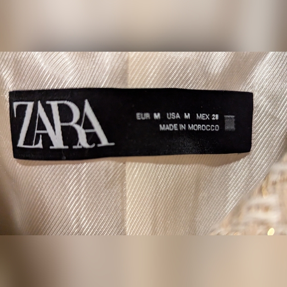 Zara cropped woven jacket with gold metallic threads. Size M. - Picture 3 of 7